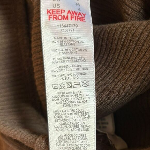 Topshop Patchwork Contrast Flared Pant Multicolored Neutral Ribbed Womens Size 4 - Picture 8 of 12